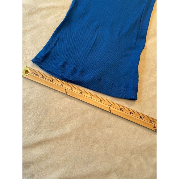 Theory Blue Ribbed Long-Sleeve Scoop Neck Knit Top Streetwear Gorecorp Y2K Boho - Picture 5 of 10